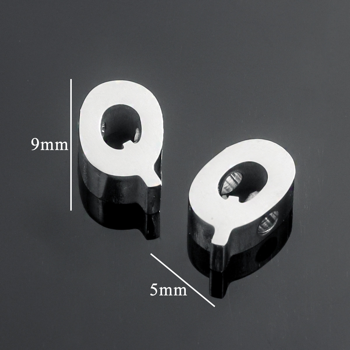 Silver color / 1 Piece Simple Casual Style Letter Q Shape Stainless Steel Unisex Pendant Picture17